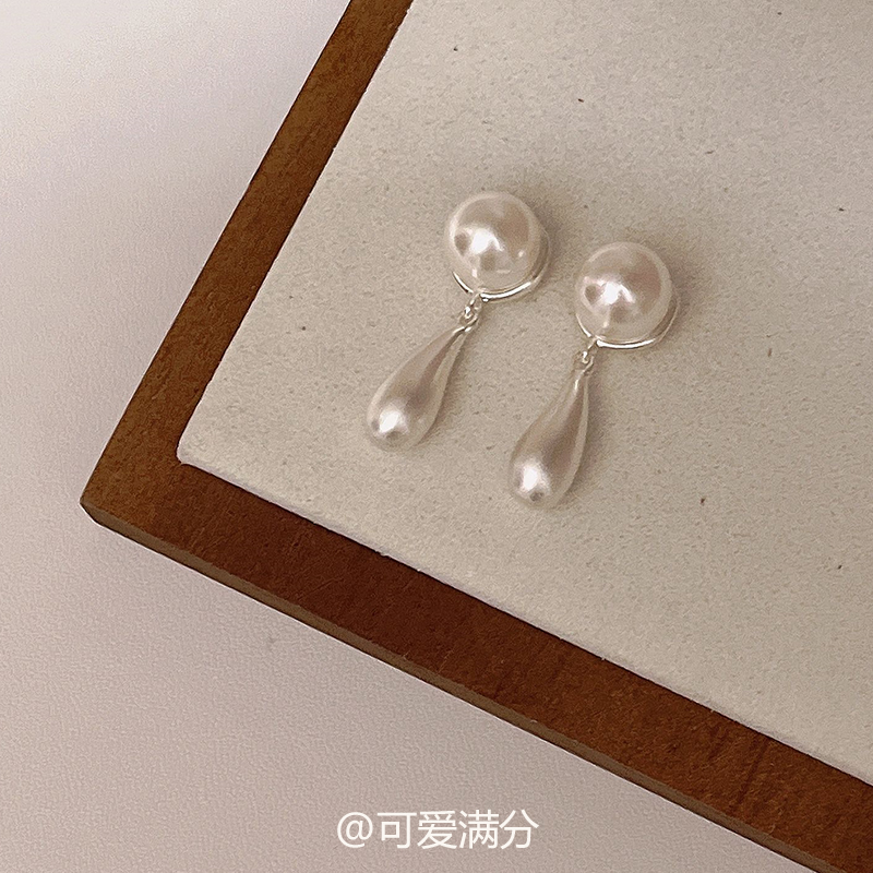 秋冬复古小众独特仿珍珠水滴耳环