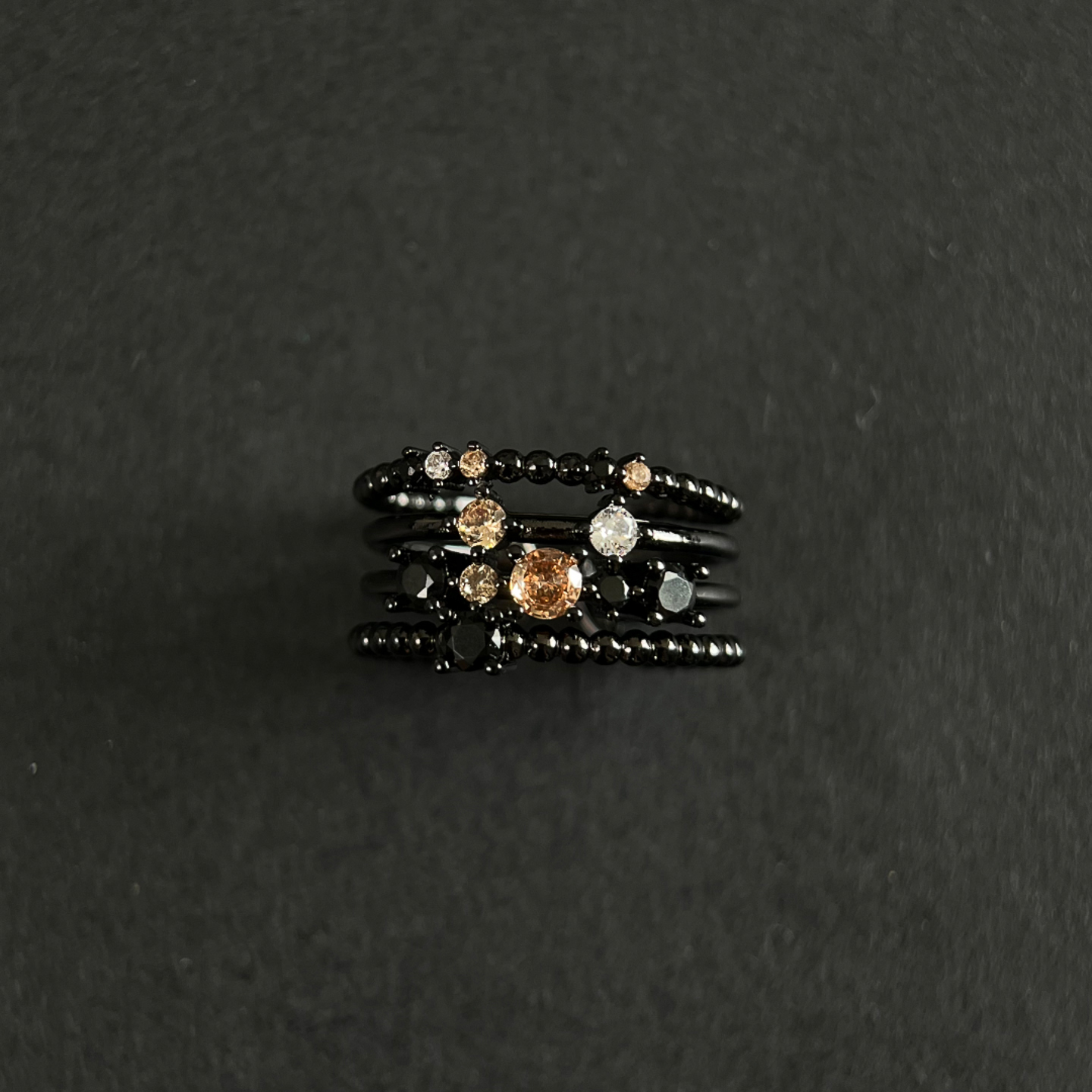 复古多层环绕闪钻戒指女小众设计