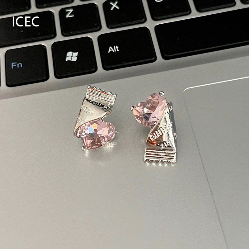 网红甜心硬糖耳钉女轻奢高级感气质小众粉色爱心耳环2025新款爆款,饰品/流行首饰/时尚饰品新,耳钉,淘宝优惠券,粉丝福利购,淘宝优惠卷