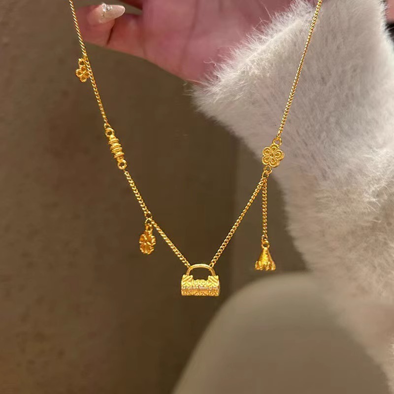 金锁花朵吊坠项链女款2025新款