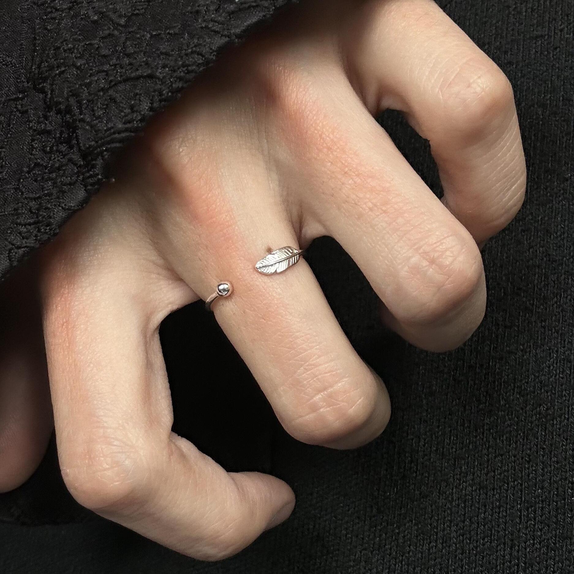 树叶羽毛戒指女轻奢高级感