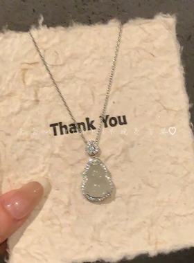 仿冰透小葫芦吊坠项链中式轻奢小