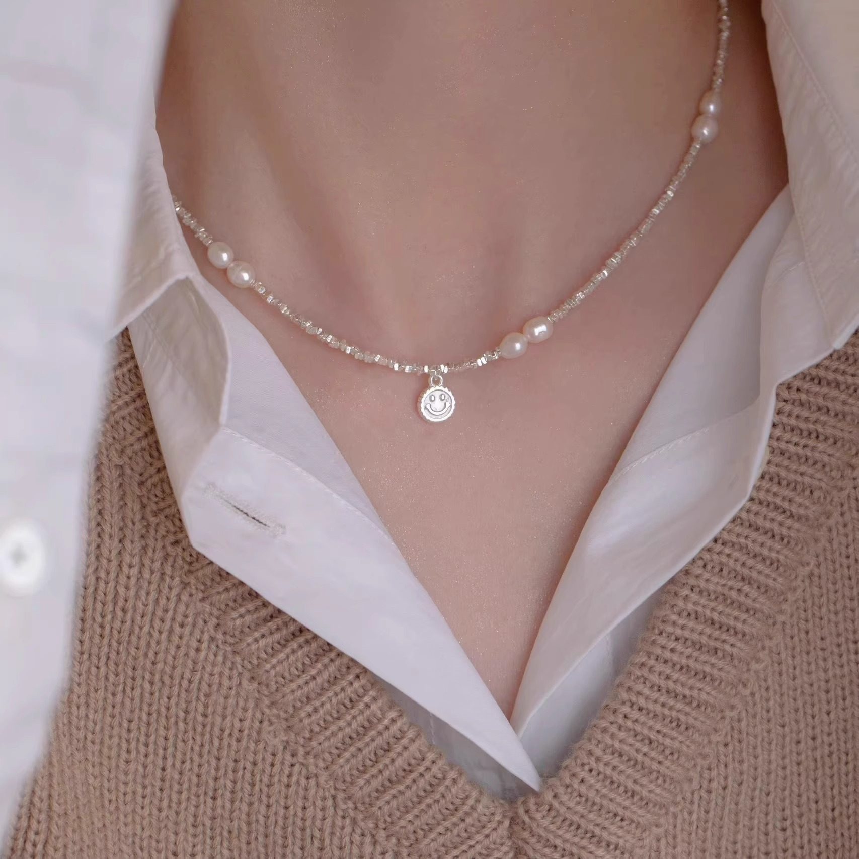 碎银子仿珍珠项链女新款2025爆款