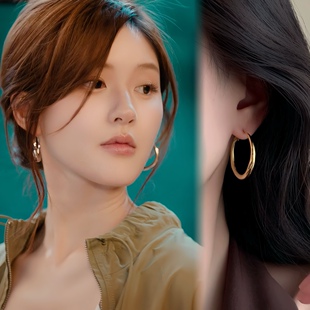 高级感耳圈简约气质耳扣 爆款 许我耀眼赵露思同款 素圈耳环2025新款