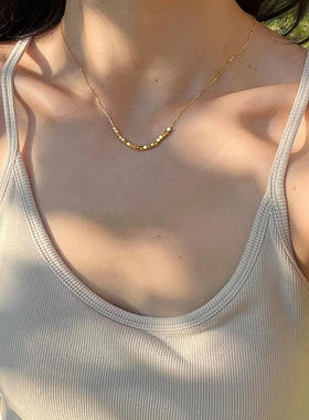 新中式小方糖仿串珠项链女高级感