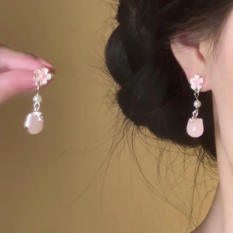 甜美风粉色花朵猫咪流苏耳环2025新款爆款高级感轻奢小众气质耳钉,饰品/流行首饰/时尚饰品新,耳钉,淘宝优惠券,粉丝福利购,淘宝优惠卷