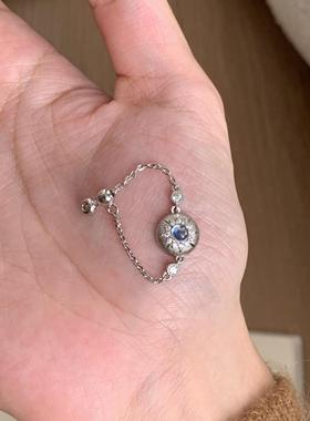 蓝月光星芒链条戒指女款2025新款