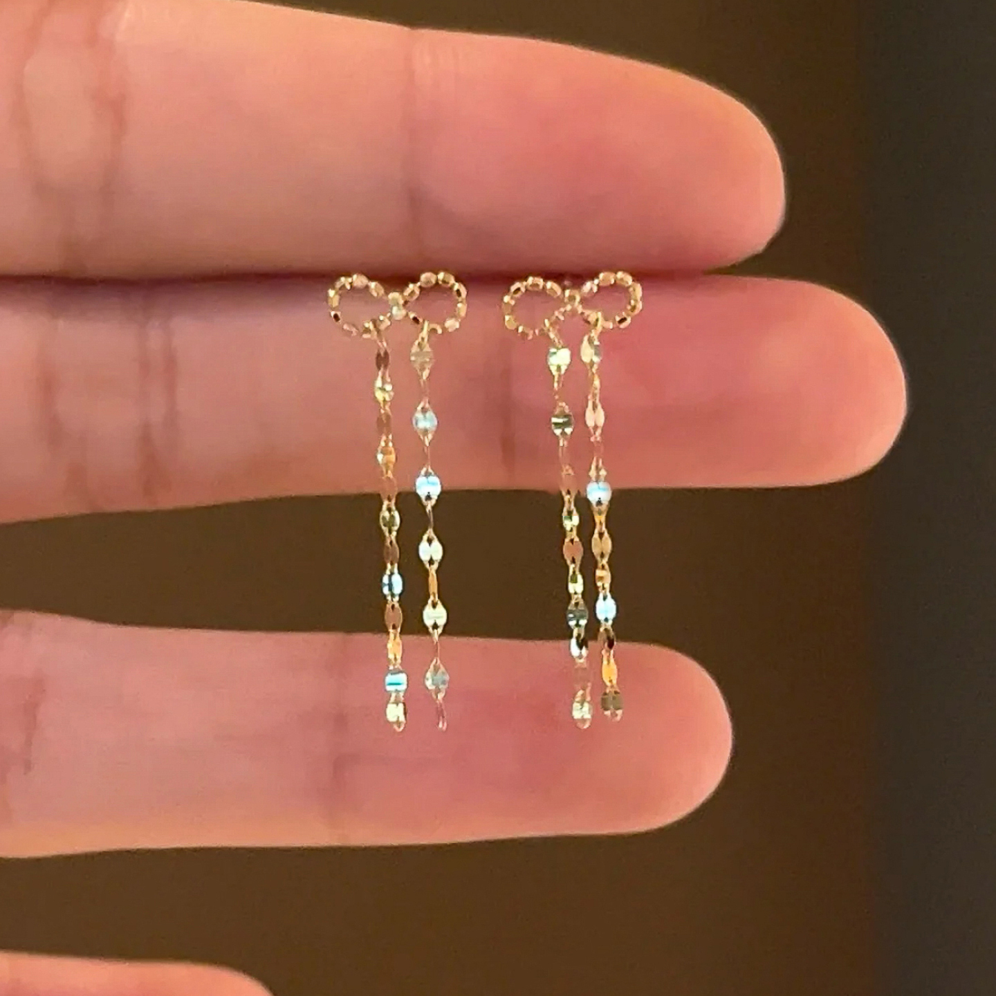 金色蝴蝶结流苏耳线2025新款