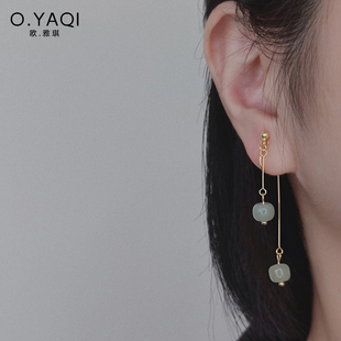 仿和田玉流苏耳环2025新款爆款高级感蚊香盘耳夹无耳洞复古耳钉女