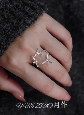 兰花戒指女轻奢高级感食指戒小众