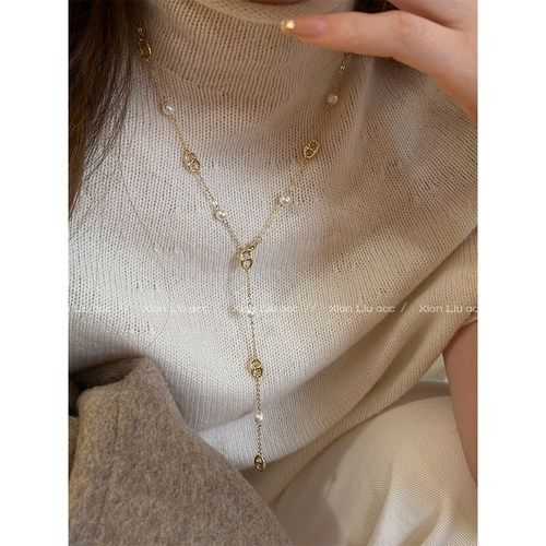 长款猪鼻子珍珠项链女款2024新款