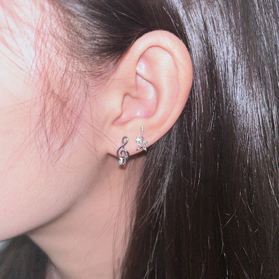 韩系爆闪音符电吉他耳钉2025新款