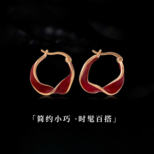 小众设计扭曲新年红色耳环2025新款 高级感轻奢独特漂亮耳扣女 爆款