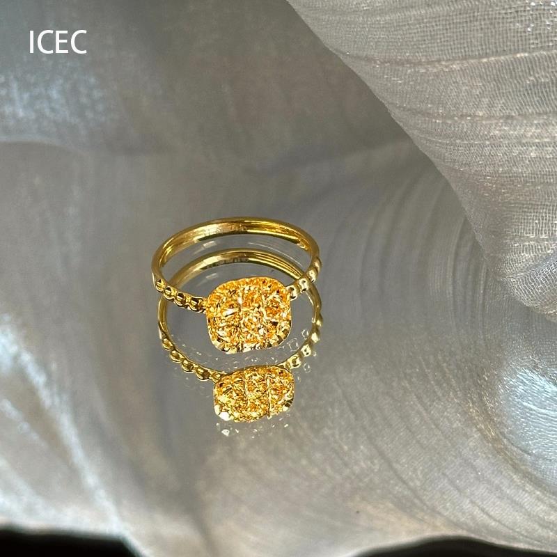 金色小方糖戒指女小众设计感指环