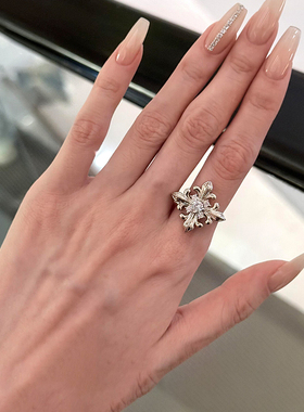 银色鸢尾花戒指女轻奢高级感食指