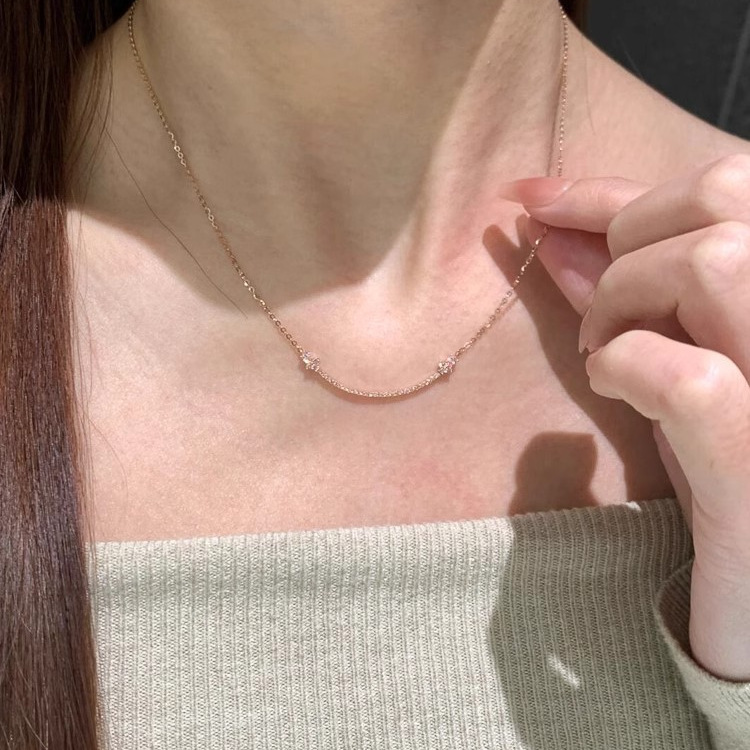 仿玫瑰金几何满钻项链女款2025新款爆款轻奢