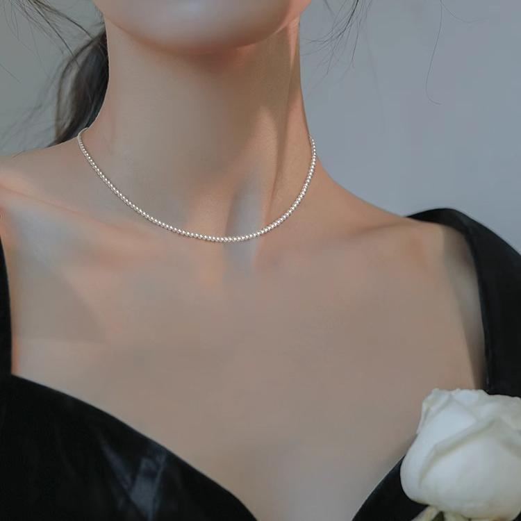 仿天然淡水珍珠2mm极细颈链锁骨1