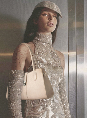 FROM ARACHNID小众设计海盐白/油绿色油蜡皮长柄米莉包手提腋下包