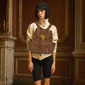 FROM ARACHNID小众设计师中号麂皮锁头可调节肩带双肩包