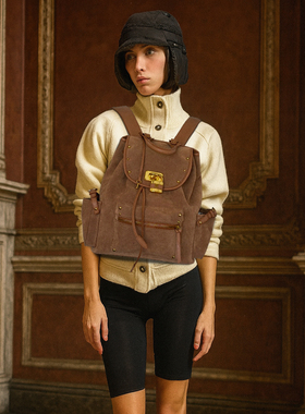 FROM ARACHNID小众设计师中号麂皮锁头可调节肩带双肩包