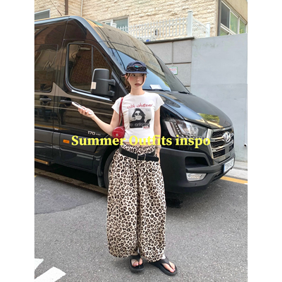 林诗琦NICKIDAILY豹纹气球九分裤