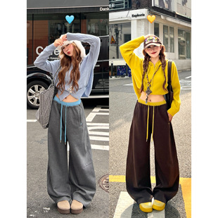 休闲裤 林诗琦NICKIDAILY 型撞色拼接抽绳弯刀裤 超绝版 舒适简奢