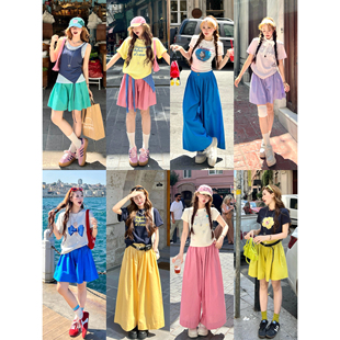 林诗琦NICKIDAILY【慢调香气！彩色棉麻超宽松五分裤九分裤阔腿裤