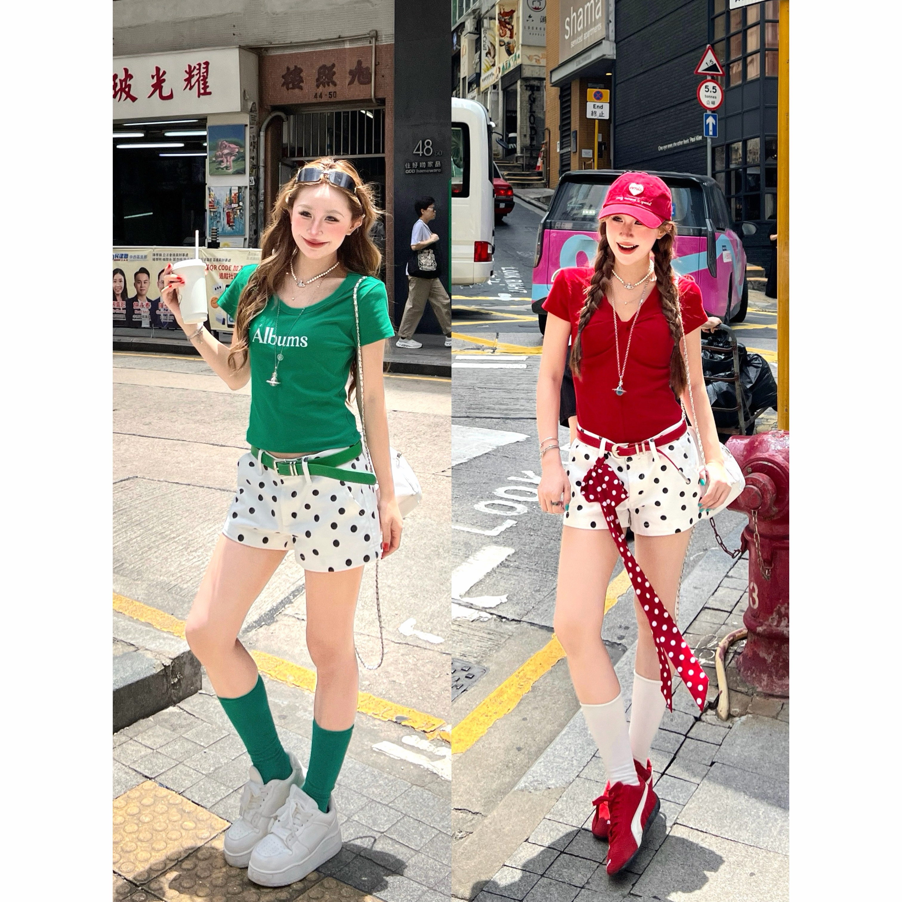 林诗琦NICKIDAILY【星点逐风！低腰显高百搭不透波点白色短裤热裤
