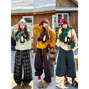 林诗琦NICKIDAILY【冬日小确幸！三色卡通趣味企鹅图案针织毛衣女