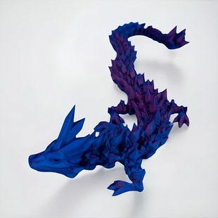 3d打印水晶龙关节可活动钻石手办桌面摆件环保鱼缸造景可定制礼物