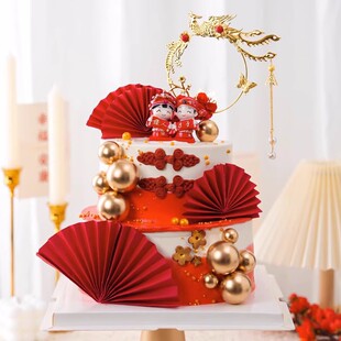 我们结婚啦蛋糕装饰插件才子佳人新郎新娘婚礼订婚喜庆甜品台摆件