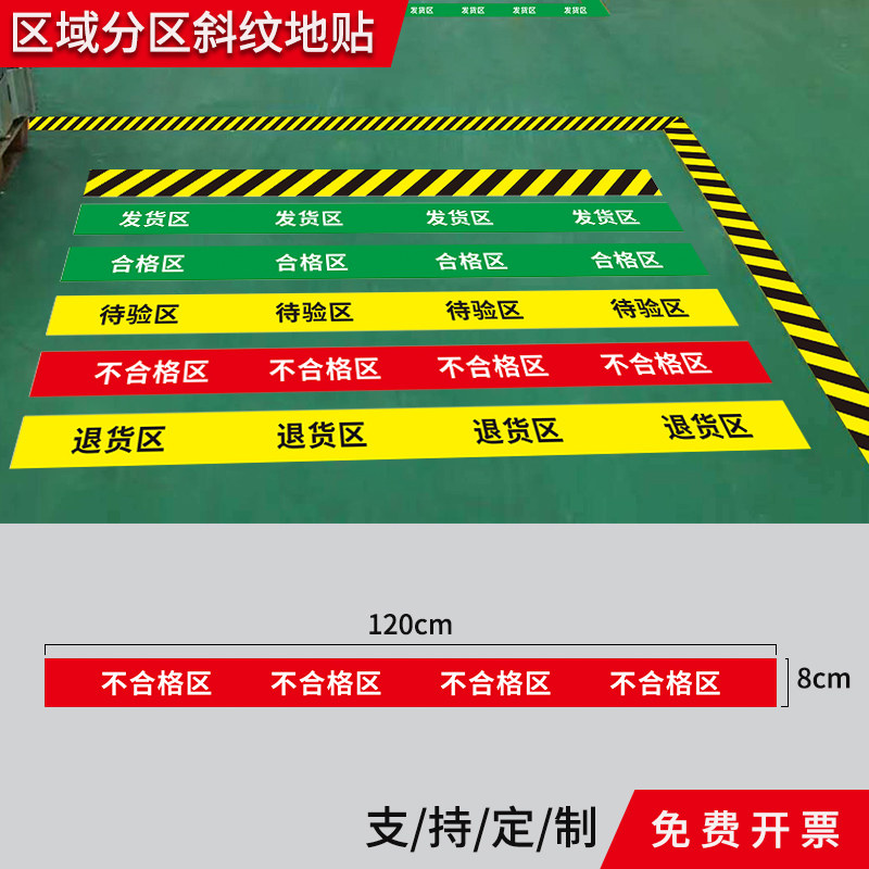 车间分区标识牌地贴发货区合格区待验区不合格区退货区诊所医院仓库库房区域标志贴分类标牌定制胶带贴纸墙贴