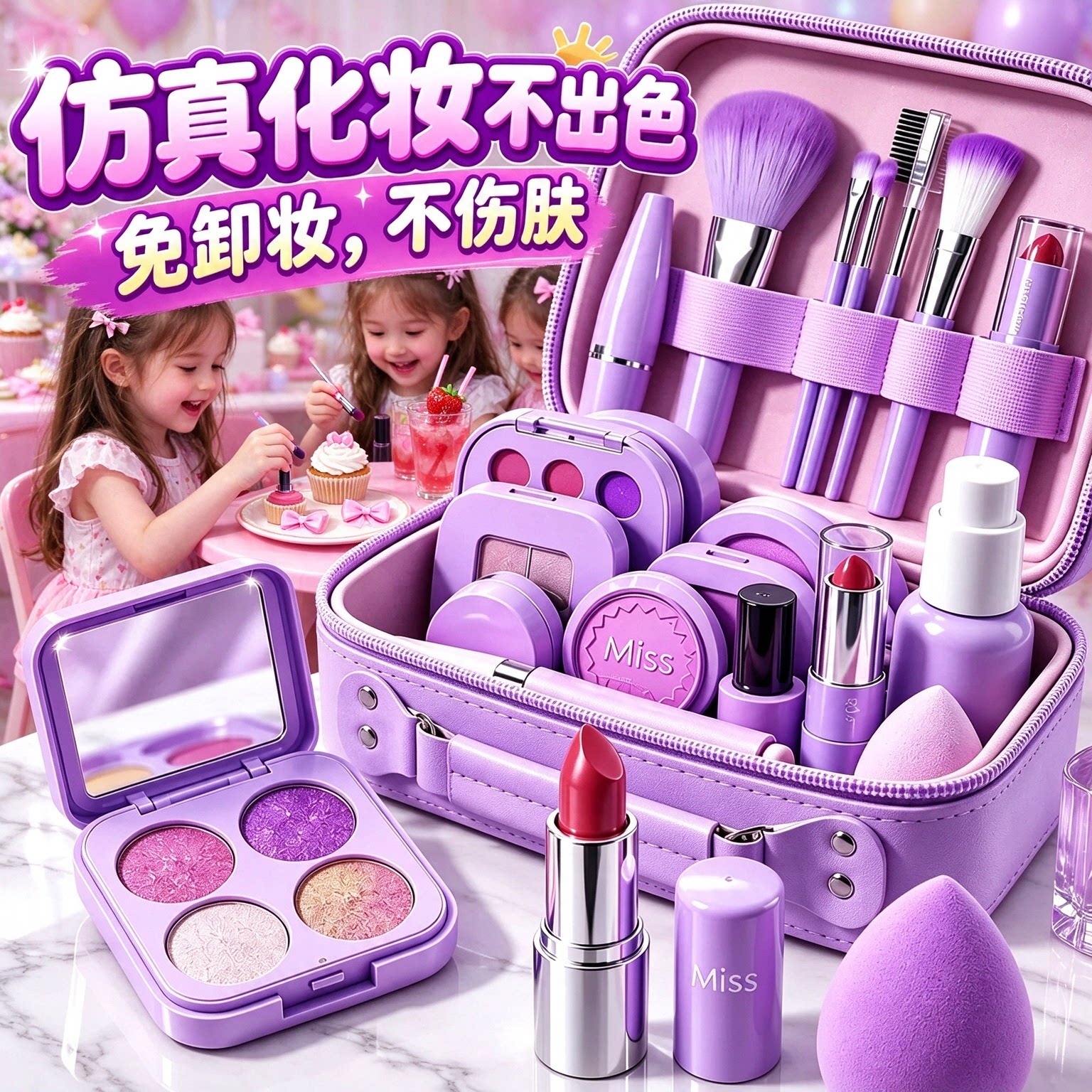女孩仿真贴脸化妆包仿真玩具
