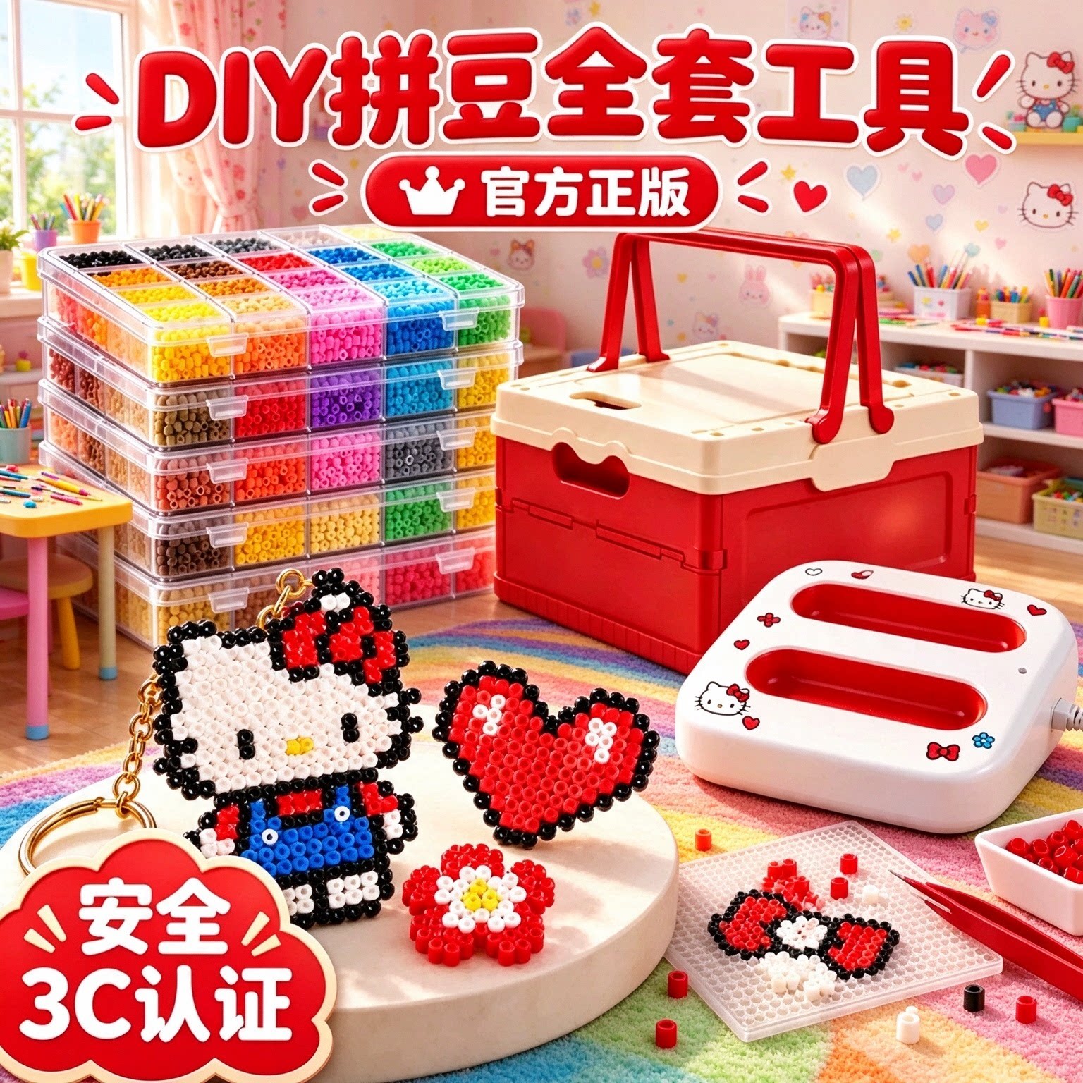 正版221色拼豆手工DIY套装烫画机