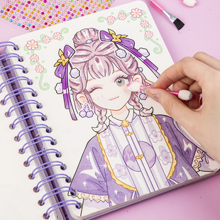儿童玩具公主化妆书古风颜值高贴画手帐中国风贴贴纸咕卡套装奖励小女孩子少女生日礼物换装贴纸粘贴安静书
