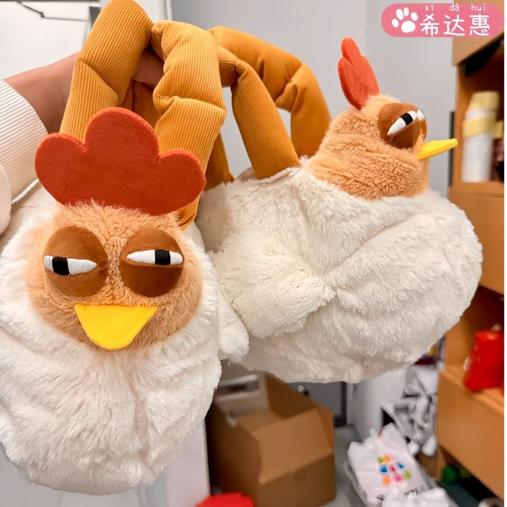 母鸡包三福咯咯鸡毛绒玩偶