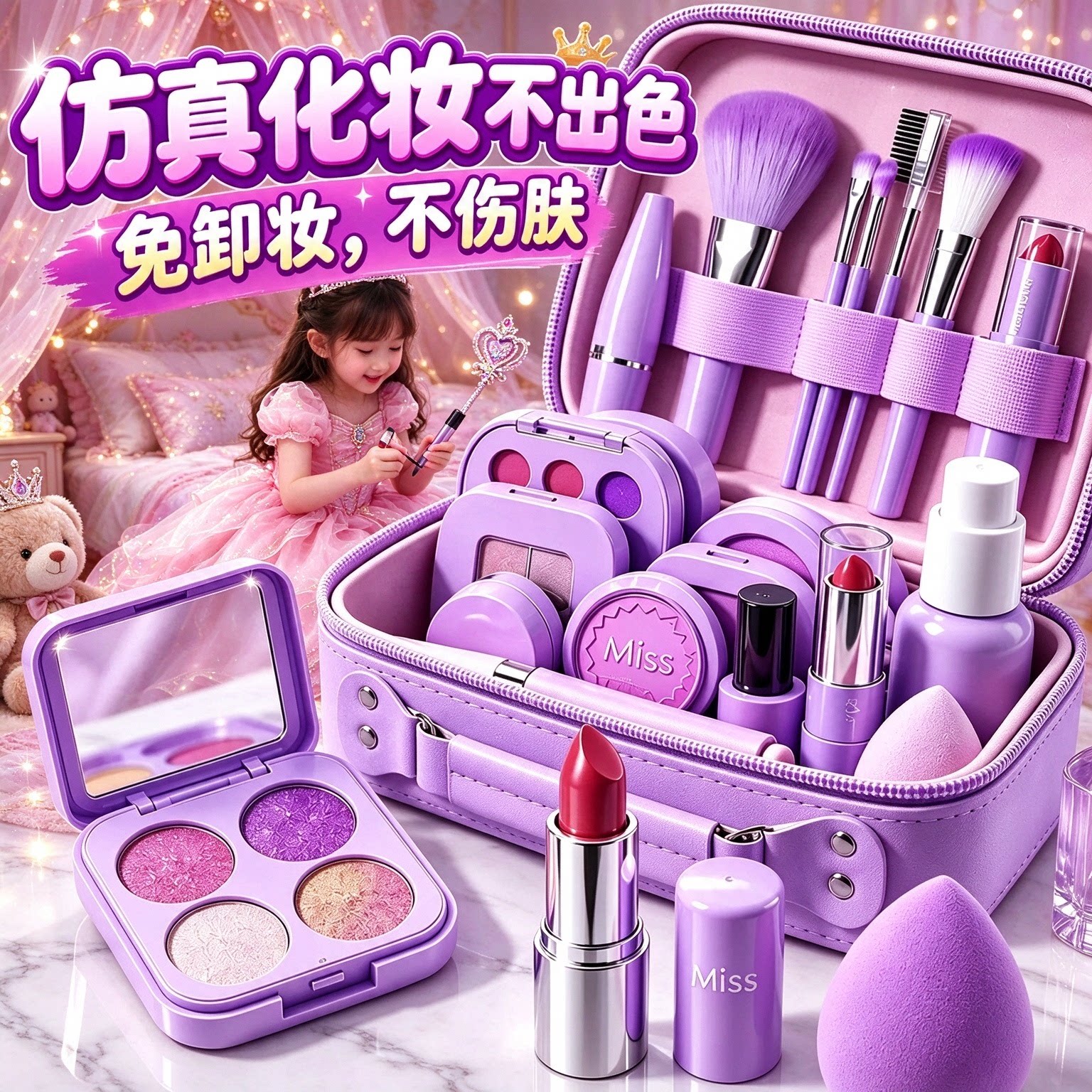 女孩手提便携无毒可洗化妆包