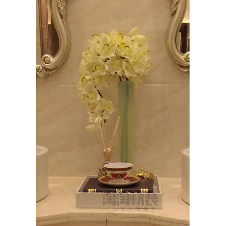 欧式现代新古典仿真花艺 陶瓷卫浴展厅样板房卫浴间托盘软装饰品