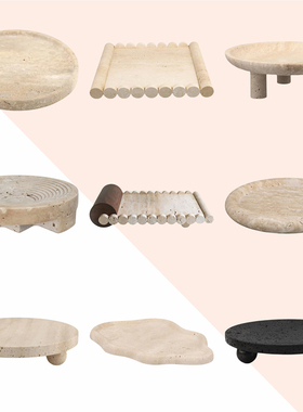 大理石浴室托盘置物盘装饰摆件