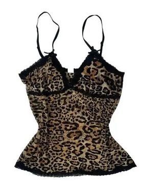 Y2K Woman Hot Halter tops Lace emo Leopard print Vest Aesthe