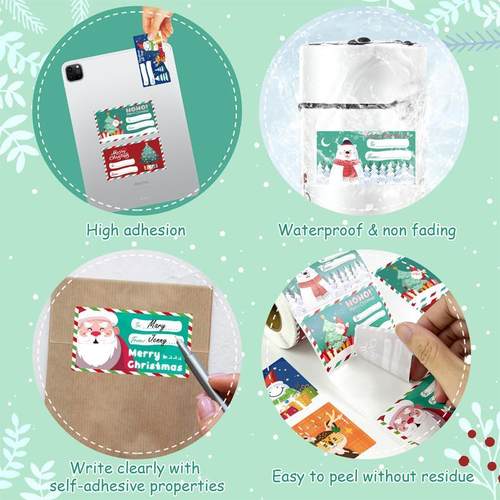500PCS Christmas Gift Tags Sticker roll Gift Wrapping Paper
