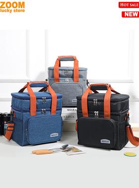 Large Double layered Cooler Bag Insulated Lunch Bag cold box