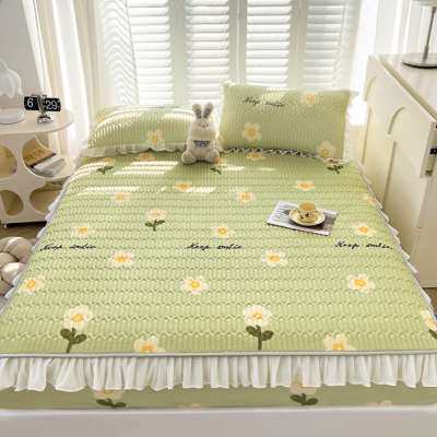 花边乳胶凉席床笠款三件套夏季单人床垫冰丝软席可水洗空调席家用