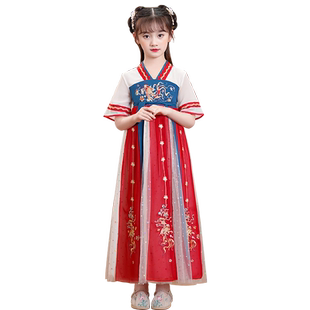 汉服男童女童2023新款儿童国学服书童古装中国风唐装朗诵演出服装