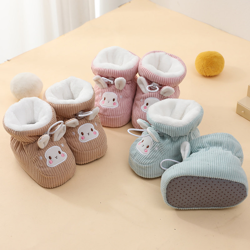 婴儿棉鞋冬季加绒袜鞋6个月男女宝宝鞋保暖新生儿9个月室内不掉鞋
