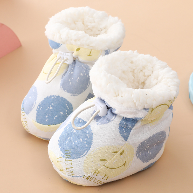 3-6-12月宝宝护脚套婴儿鞋子冬季加绒宝宝棉鞋男女不掉软底保暖鞋