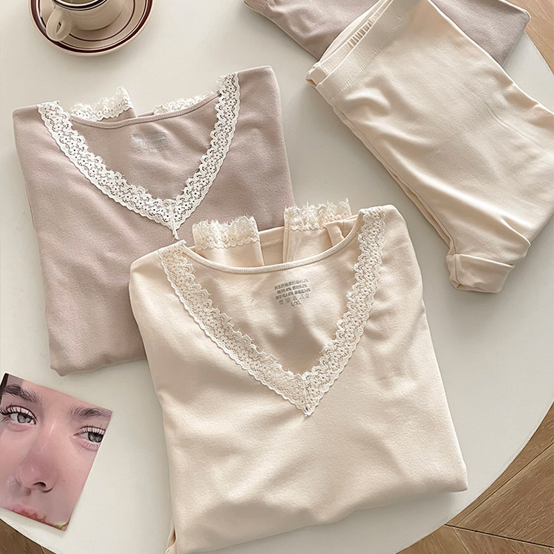 简约V领蚕丝羊毛保暖内衣套装女长袖薄款修身内搭打底秋衣秋裤女,女士内衣/男士内衣/家居服,保暖套装,淘宝优惠券,粉丝福利购,淘宝优惠卷