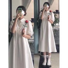 法式学生薄款气质长裙女装2024年新款早春装白色衬衫连衣裙子夏装