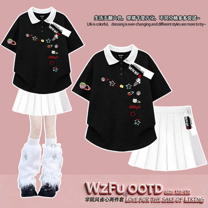 夏季女童POLO短袖短裙两件套