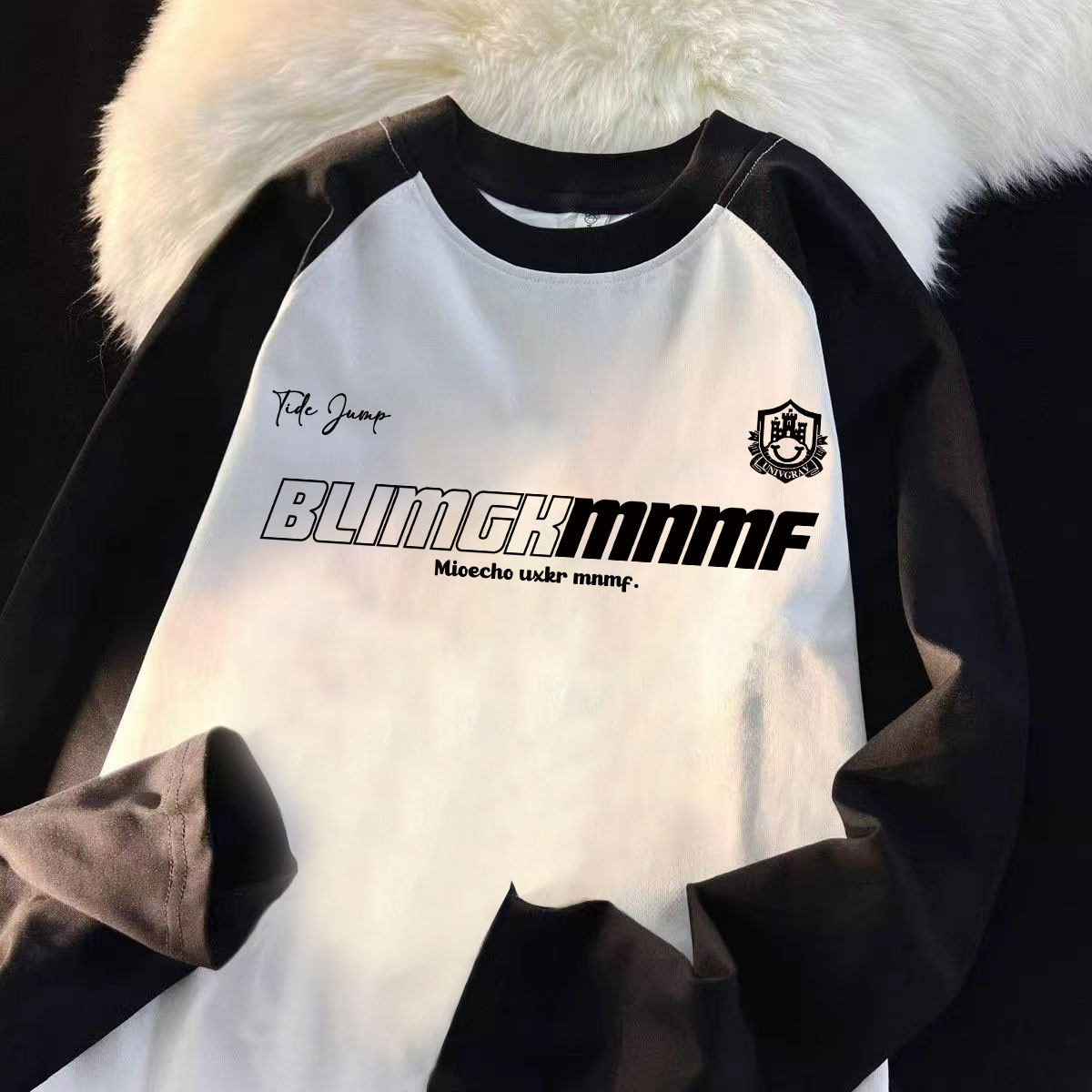 男女童纯棉插肩长袖t恤秋季款潮牌炸街字母印花中大童宽松上衣服